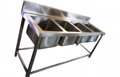 Silver 4 Stainless Steel Four Sink Unit