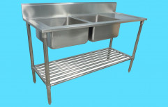 Silver Double Stainless Steel Commercial Kitchen Sink