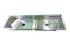 Silver Stainless Steel Double Bowl SS Kitchen Sink