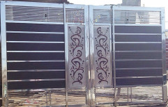 Modern Silver Stainless Steel Designer Gate, For Office