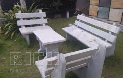 White Outdoor Stone Furniture Set