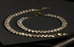 Brass New Priyaasi Mirror Studded Gold Plated Anklets