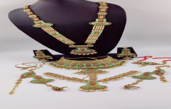 Bridal Golden Green Zinc Metal Jewelry Set