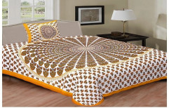 Multicolor Cotton Jaipuri print single bed sheet, Size: 60*90