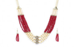 Panash Maroon Beaded Statement Jewellery Set