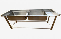 Stainless Steel Silver Commercial Kitchen Double Sink
