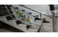 Stainless Steel (SS) Staircase Railing With Glass, For Home