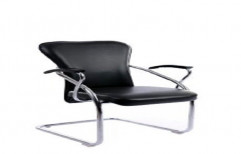 Synthetic Leather Non Rotatable Black Low Back Visitor Chairs, For Office
