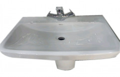 White Ceramic Wash Basin, Wall Mounted