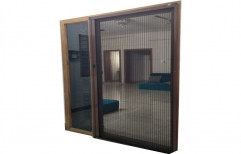 Brown Fiberglass Net and Aluminum Pleated Mosquito Screen Door, For Home