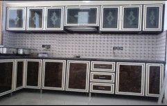 Brown L Shape UPVC Modular Kitchen Cabinet, Wall Mounted