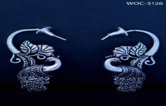 Silver Anshi Art German Oxidize Hoop Earring, For Adjustable, Size: 6 Cm
