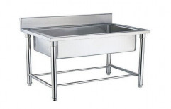 Silver Stainless Steel Single Bowl Kitchen Sink, Size: 36x24x34 + 6 Inch