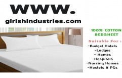 GCLEAN White Cotton Double Bed Sheet With Pillow Covers