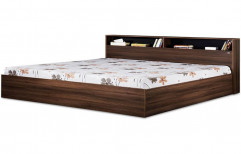 Modern Dark Brown Polished Wooden Double Bed