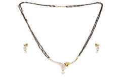 Party Wear Stone Studded Mangalsutra And Earrings Jewellery Set