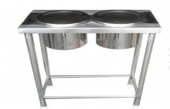 Silver Stainless Steel Double Bowl Kitchen Sink, For Hotel, Size: 2.5x1x4feet (lxbxh)