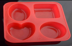 Soap Mould Silicone Circle, Square, Oval And Heart Shape Soap Cake Making Mould ( Red, Pack Of 1)
