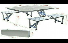 Stainless Steel Picnic Table With Umbrella, For Garden