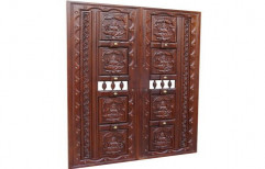 Teak Wood Exterior Temple Wooden Door, Thickness: 1.25 Inch