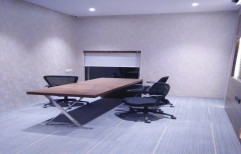 Wooden Rectangular (Table Top Shape) Modular Office Table Chair Set