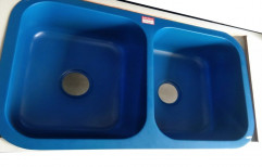 Blue Stainless Steel Double Bowl SS Kitchen Sink, 60x40cm