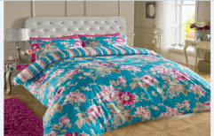 Floral Teal Polycotton Double Bedsheet