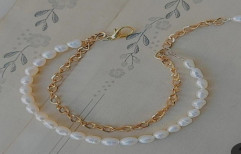 Gold And White Female Bracelet Set, Casual