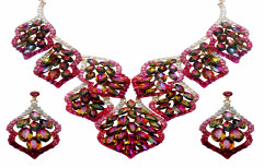 Multicolor Artificial Stone Necklace Set, Size: Free Size