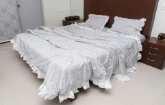 White Cotton Designer Double Bed Sheet with comferter, For Home