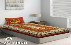 White Rajasthani Dandiya Print Jaipuri Single Bed Sheet, Size: 60*90