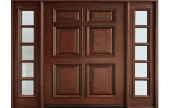 Hinged Brown Six Panel Solid Wood Door, Rectangle