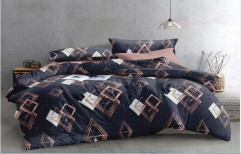 Multicolor Printed Glace Cotton Double Bed Sheet
