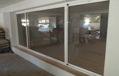 Powder Coated Matte 3 Door Aluminium Sliding Window, For Residential