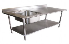 Stainless Steel Matt Finish Ss Sink Table, Sink Shape: Square, Number Of Sinks: 1