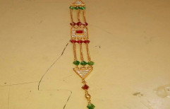 Standard Gold Beads Chain ruby green bracelet