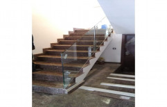 Transparent Vertical Modern Glass Staircase, For Residential