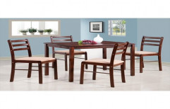 1Table,4Chair Brown Designer Wooden Dining Table