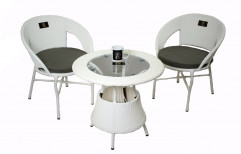 Brookwood - Outdoor Furniture Dinning Set With Grey Cushions 2+1 Set - White Color