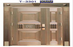 Brown 90 MM Villa Galvanized Steel Double Door, For Home
