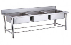Parryware Silver Stainless Steel Three Sink Unit