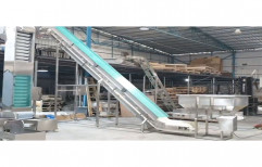 Polyurethane Inclined PVC Cleated Belt Conveyor For Hardware Items, Belt Width: 200 mm, Belt Thickness: 10 mm