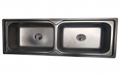 Silver Wall Mounted SS Double Bowl Kitchen Sink, 37*18,45*20