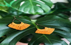 Stainless Steel And Cotton Yellow Artificial Earring