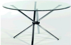 Glass,SS Round Discussion Glass Table, For Corporate Office