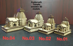 Pine MDF Hand Carved Kedarnath Wooden 3d Temple, For Worship, Size: 5.5 X 3 X 6 Inch