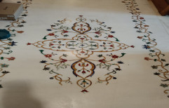 White Polished Marble Floor Inlay