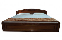 Brown Wooden Double Bed, Without Storage