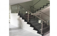 Stairs Stainless Steel Glass Staircase, For Home Office And Residential