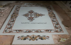 White Matt Designer Marble Inlay Flooring, Thickness: 5-10 mm, Size: 20 * 80 (cm)